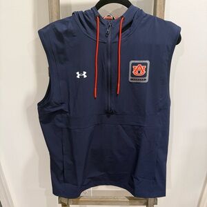 Under Armour Auburn Tigers Navy and Orange 1/4 Zip Hooded Vest